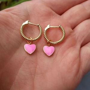 18k gold plated hoop earrings with heart charms